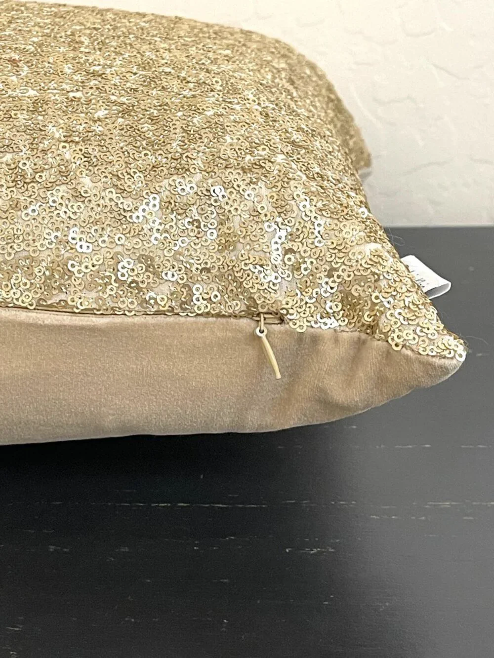 Calvin Klein Home Sequin Velour Pillow Champagne Light Gold Rectangle